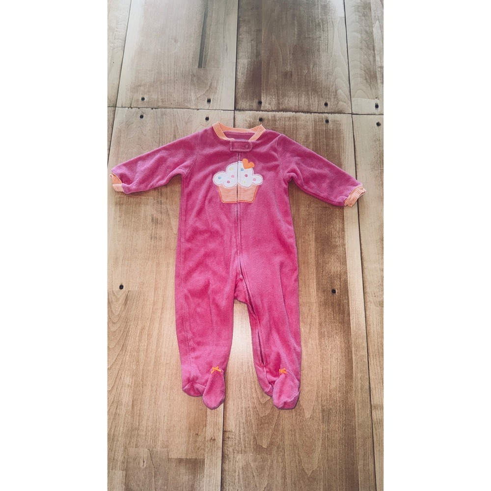Carters Pink Cupcake Footed Pajamas Sleepers Baby Girl 9 Months - Picture 1 of 4